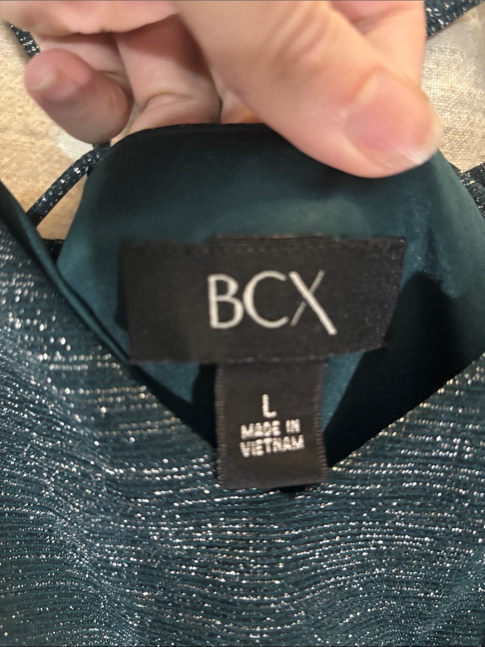 BCX Hunter Green Shimmer Strappy Fit-and-Flare Mini Dress Spaghetti straps - Picture 3 of 9